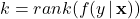 k = rank(f(y\, | \, \mathbf{x}))